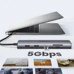 UGREEN USB-C 3*USB 3.0 A+HDMI 4K@30Hz;2K@60HZ;1080P@120Hz + VGA + RJ45 + SD/TF + 3.5mm Audio + PD محول