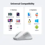 UGREEN Ergonomic Wireless Mouse (White Gray)