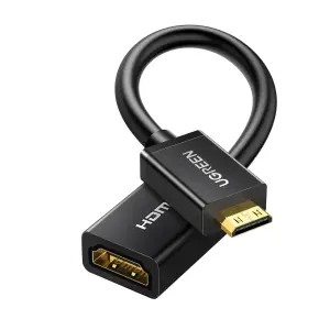 View UGREEN Mini HDMI Male to HDMI Female Adapter Cable 22cm (Black)