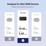 UGREEN Mini HDMI ذكر إلى HDMI أنثى محول كابل 22cm (أسود)