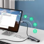 UGREEN USB-C إلى 4*USB 3.0 حتى 5Gpbs + HDMI محول مع PD (ألمنيوم علبة)