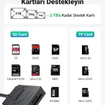 UGREEN USB 3.0 قارئ بطاقات TF+SD Simultaneous Use