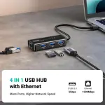 UGREEN USB 3.0 موزع مع Gigabit محول إيثرنت