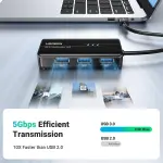 UGREEN USB 3.0 موزع مع Gigabit محول إيثرنت