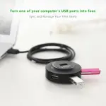 UGREEN USB 2.0 موزع 4 منافذ مع Micro USB منفذ طاقة 1m (أسود)