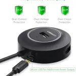 UGREEN USB 2.0 موزع 4 منافذ مع Micro USB منفذ طاقة 1m (أسود)