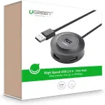 UGREEN USB 2.0 موزع 4 منافذ مع Micro USB منفذ طاقة 1m (أسود)
