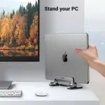UGREEN حامل لابتوب عمودي من الألمنيوم الحجم L150*W79*H51MM حتى 15.6" (فضي)