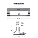 UGREEN حامل لابتوب عمودي من الألمنيوم الحجم L150*W79*H51MM حتى 15.6" (فضي)