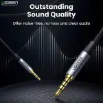UGREEN 3.5mm ذكر إلى ذكر 4-Pole ميكروفون كابل صوت 3m (أزرق ألمنيوم shell + Braid)