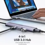 UGREEN USB 3.0 إلى 4*USB 3.0 موزع 20CM مع Type C منفذ طاقة
