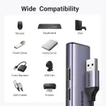 UGREEN USB 3.0 إلى 4*USB 3.0 موزع 20CM مع Type C منفذ طاقة