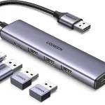 UGREEN USB 3.0 إلى 4*USB 3.0 موزع 20CM مع Type C منفذ طاقة
