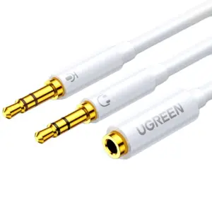 UGREEN 3.5mm Female to 2 Male Audio Cable ABS Case (White)
