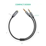 UGREEN 3.5mm Female to 2 Male Audio Cable Aluminum Case (Black)