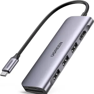 UGREEN USB-C إلى 3*USB 3.0 A + HDMI 4K*2K/30Hz + SD + TF(use simultaneously) محول متعدد الوظائف