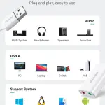 UGREEN USB 2.0 External Sound محول (أبيض)
