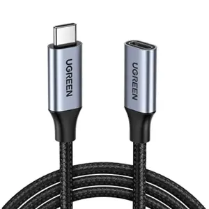 UGREEN USB-C ذكر إلى USB-C أنثى Gen2 غلاف ألمنيوم مضفر كابل تمديد 1m (Dark رمادي)