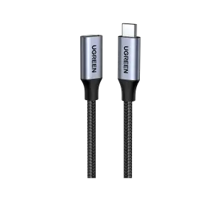 رض UGREEN USB-C ذكر إلى USB-C أنثى Gen2 غلاف ألمنيوم مضفر… رمادي)