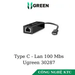 UGREEN USB 2.0 Type C 10/100Mbps محول إيثرنت 110mm (أسود)