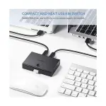 UGREEN USB 2.0 مشاركة مبدّل 2x1 (أسود)