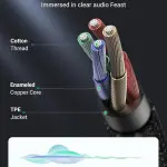 UGREEN 3.5mm ذكر إلى 2 أنثى كابل صوت غلاف ألمنيوم (أسود)