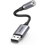 UGREEN USB 2.0 إلى 3.5mm Audio محول ألمنيوم Alloy 25cm (Dark رمادي)