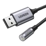 UGREEN USB 2.0 إلى 3.5mm Audio محول ألمنيوم Alloy 25cm (Dark رمادي)