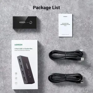 عرض UGREEN 2 دخل 4 خرج USB 3.0 صندوق مفتاح مشاركة