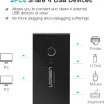 UGREEN 2 دخل 4 خرج USB 3.0 صندوق مفتاح مشاركة