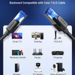 UGREEN Cat8 نحاس نقي كابل إيثرنت مضفر 10m (أسود)