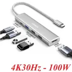 UGREEN 5-دخل-1 USB-C إلى HDMI HDMI 4K@30Hz + 3*USB 3.0 A+PD Power محول creamy أبيض