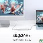 UGREEN 5-دخل-1 USB-C إلى HDMI HDMI 4K@30Hz + 3*USB 3.0 A+PD Power محول creamy أبيض