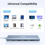 UGREEN 5-دخل-1 USB-C إلى HDMI HDMI 4K@30Hz + 3*USB 3.0 A+PD Power محول أزرق