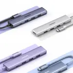 UGREEN 5-دخل-1 USB-C إلى HDMI HDMI 4K@30Hz + 3*USB 3.0 A+PD Power محول أزرق