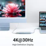 UGREEN 5-دخل-1 USB-C إلى HDMI HDMI 4K@30Hz + 3*USB 3.0 A+PD Power محول أزرق
