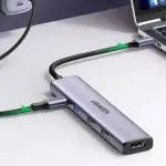 UGREEN 5-in-1 USB-C To HDMI HDMI 4K@30Hz + 3*USB 3.0 A+PD Power Converter creamy Purple