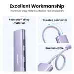 UGREEN 5-دخل-1 USB-C إلى HDMI HDMI 4K@30Hz + 3*USB 3.0 A+PD Power محول creamy Purple