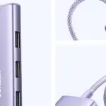 UGREEN 5-دخل-1 USB-C إلى HDMI HDMI 4K@30Hz + 3*USB 3.0 A+PD Power محول creamy Purple