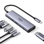 UGREEN 6-دخل-1 USB-C إلى HDMI 4K@60Hz + 2*USB-A 3.2+2*USB 3.2 C+PD Power محول
