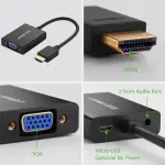 UGREEN HDMI to VGA Converter with Audio (Black)