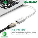 UGREEN Mini DP إلى HDMI محول 4K (أبيض)