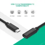 UGREEN USB Type C ذكر إلى أنثى كابل تمديد 0.5m (أسود)