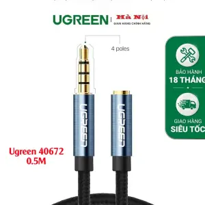 عرض UGREEN 3.5mm Male to 3.5mm Female Extension Braid 0.5m (Black)