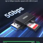 UGREEN USB 3.0 إلى TF + SD قارئ بطاقات مزدوج (أسود)