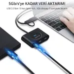 UGREEN USB 3.0 موزع مع USB-C منفذ 1m (أسود)