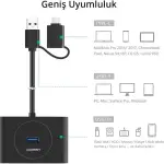UGREEN USB 3.0 موزع مع USB-C منفذ 1m (أسود)