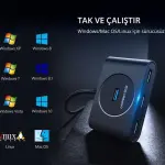 UGREEN USB 3.0 موزع مع USB-C منفذ 1m (أسود)
