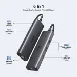 UGREEN 6-دخل-1 USB-C إلى HDMI+2*USB-A 3.2 +1*USB 3.2 C+RJ45+PD Power محول