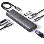 UGREEN 6-دخل-1 USB-C إلى HDMI+2*USB-A 3.2 +1*USB 3.2 C+RJ45+PD Power محول